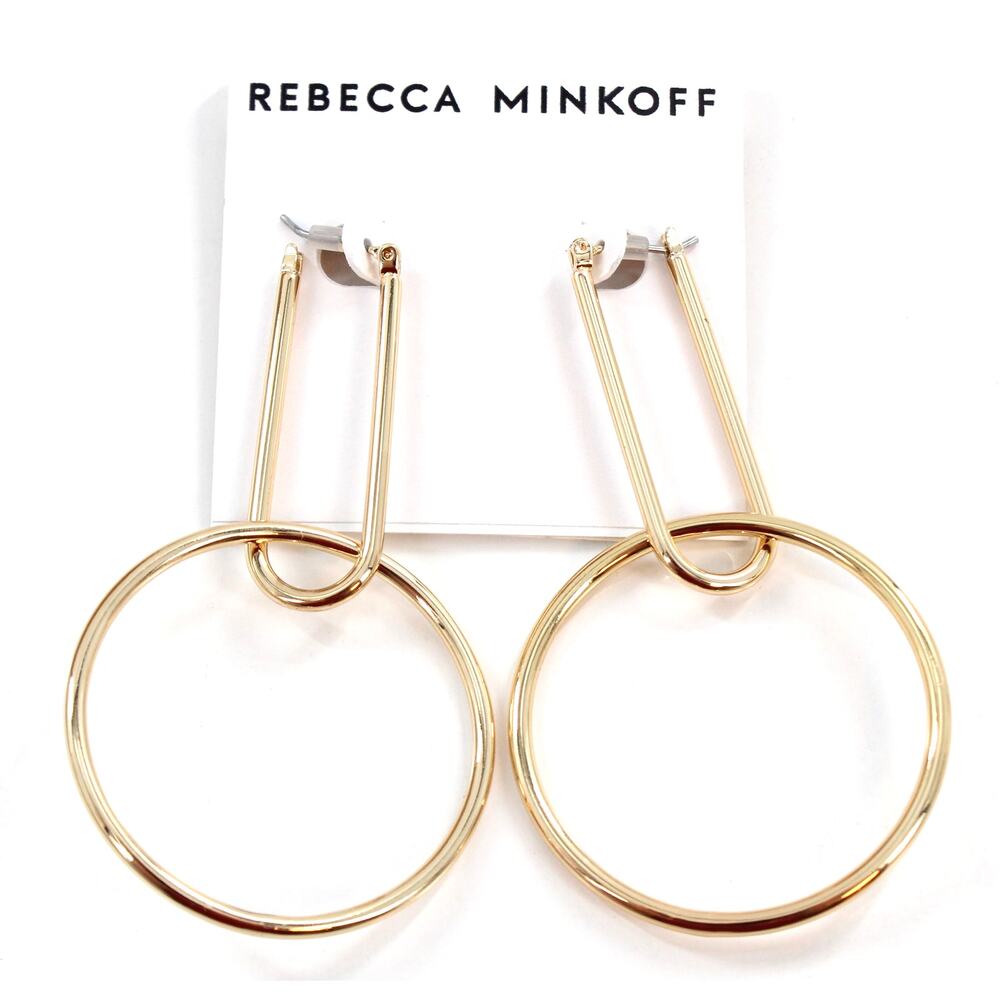 Rebecca Minkoff Gold Drop Hoop Earrings $48 Tags #RM335
